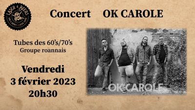 Concert OK Carole le vendredi 3 février 2023 - 20h30 au Laser&Beers